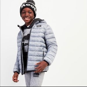 Roots Canada boys puffer jacket in XL | Salt and Pepper color